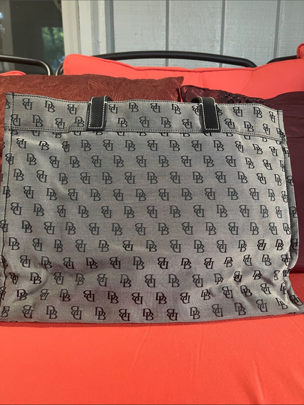 Authentic Dooney  Bourke  Monogram Canvas Tote Bag in Gray